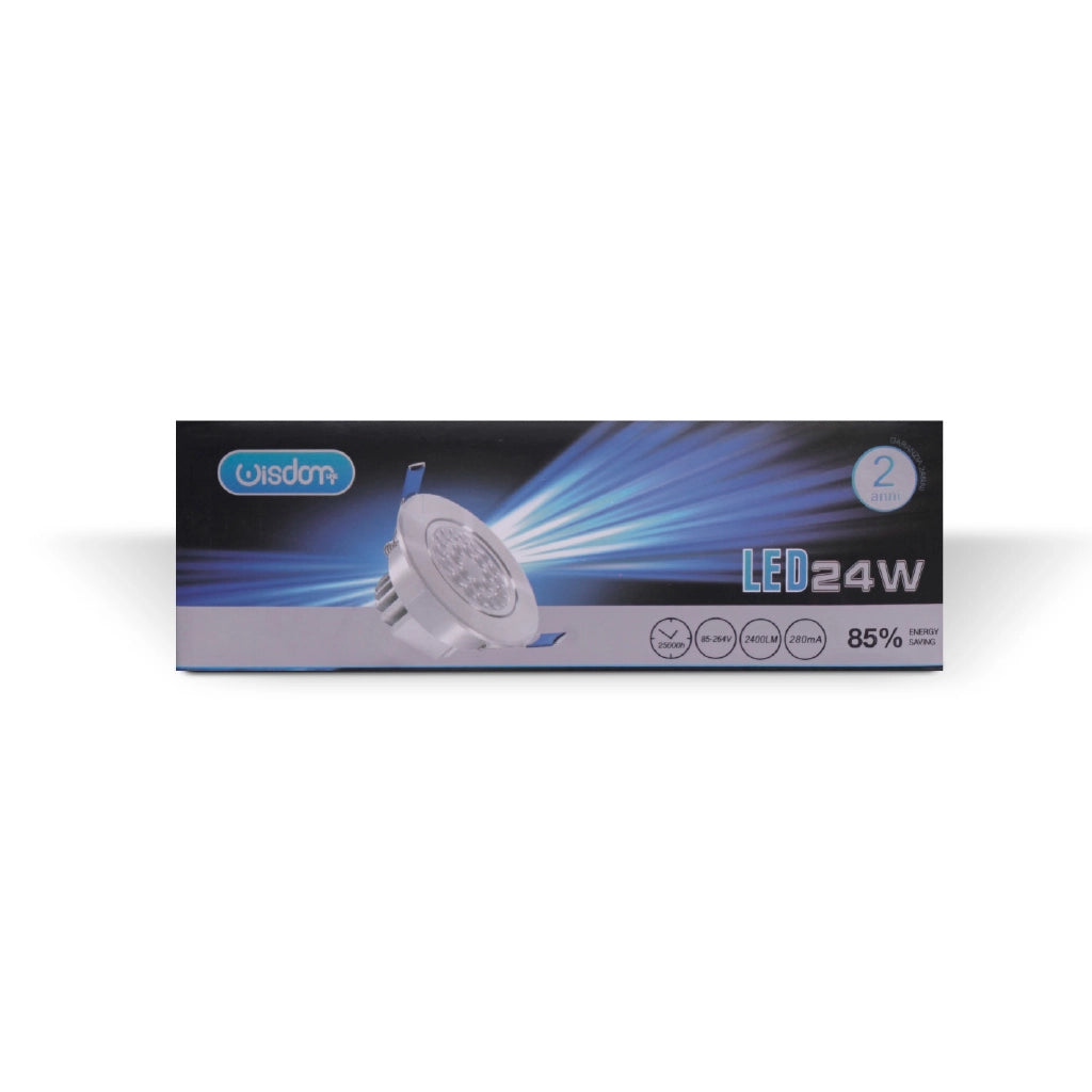 Faretto led da incasso orientabile con vetro opacizzato 24w 6000K luce fredda