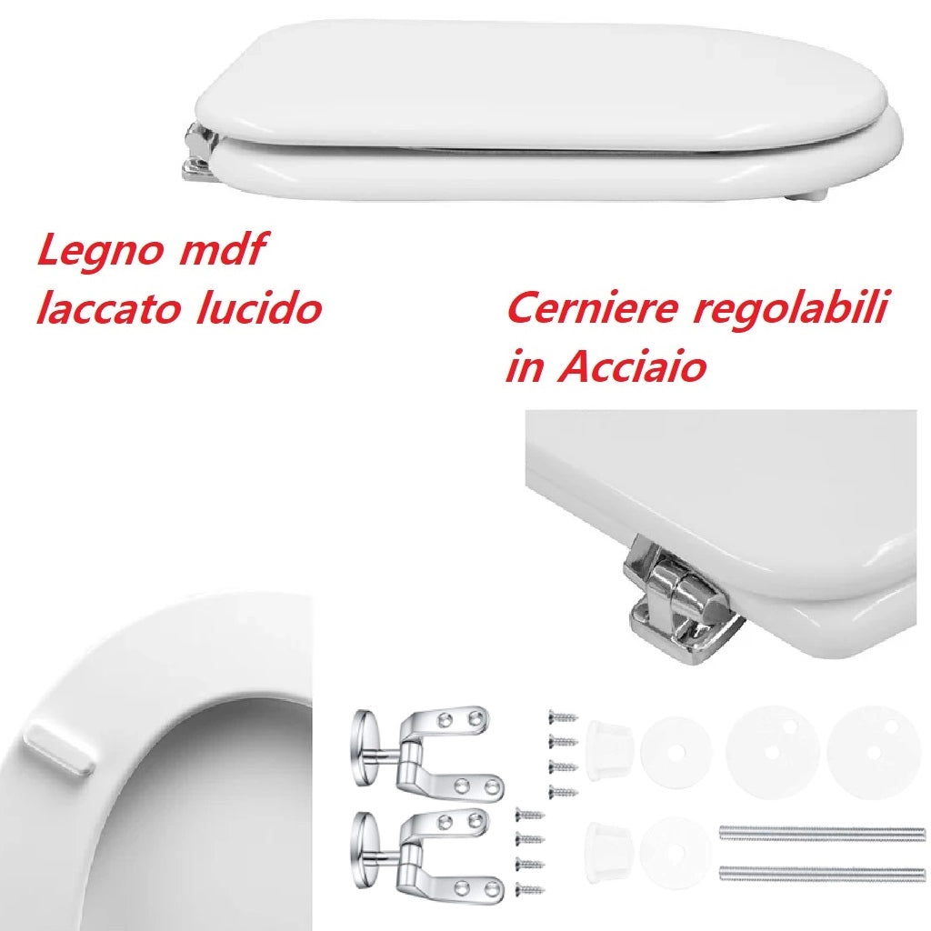 Copri Water Aretusa Cesame Legno MDF Bianco Lucido Ovale 44x36.5 cm
