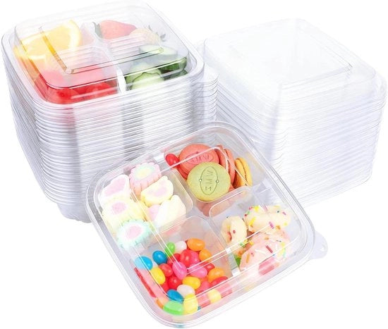 25 contenitori snack riciclabili - contenitore con cassette per adulti, adatto per scuola, lavoro e viaggi