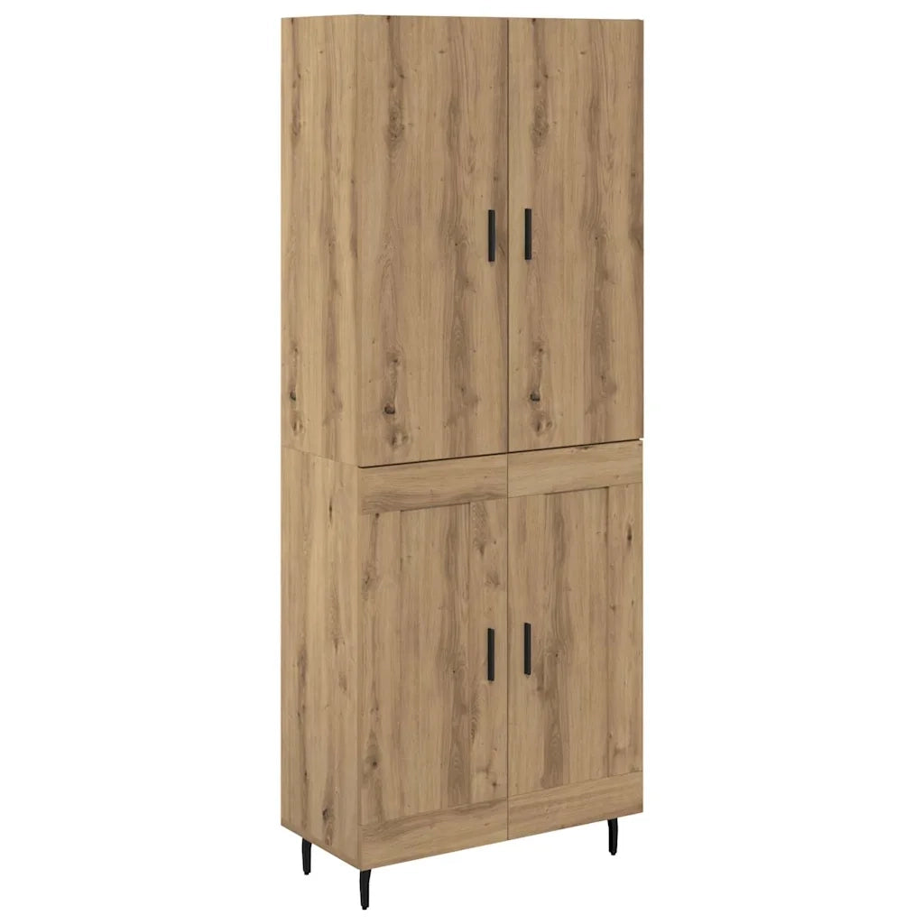 Credenza 2 pcs Rovere artigianale Legno Stratificato e Vetro 3415917