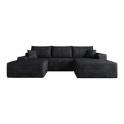 Divano angolare modulare 270 cm - con chaise longue e schiuma elastica - in tessuto nero