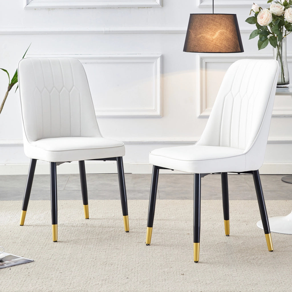 SEDIA da pranzo Set da 2 pezzi 43x41,5 cm PU bianco gambe metallo nero