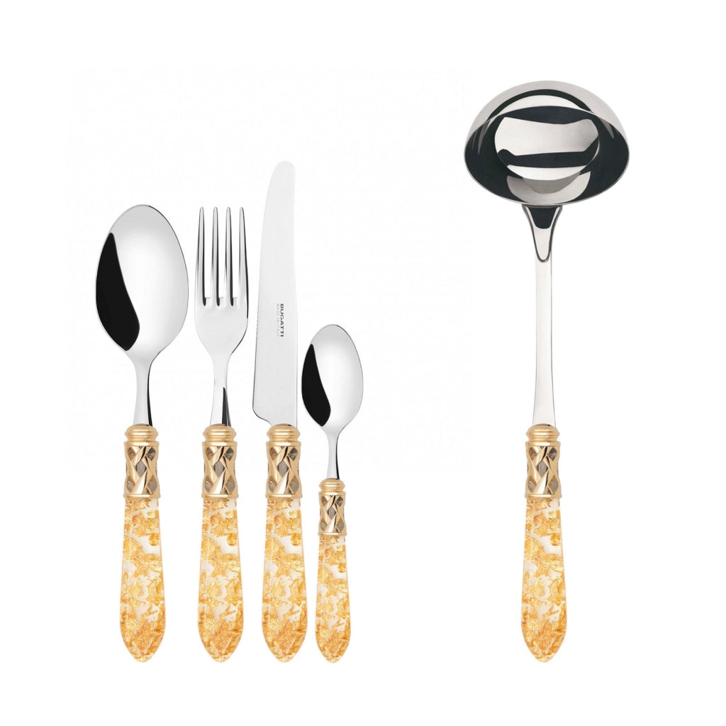 ALADDIN Ghiera Dorata, Posate Set 49 pz, Scatola Wengè, Casa
