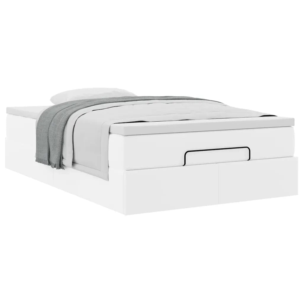 Struttura Letto Pouf con Materasso Bianco 120x190 cm Similpelle 3311027