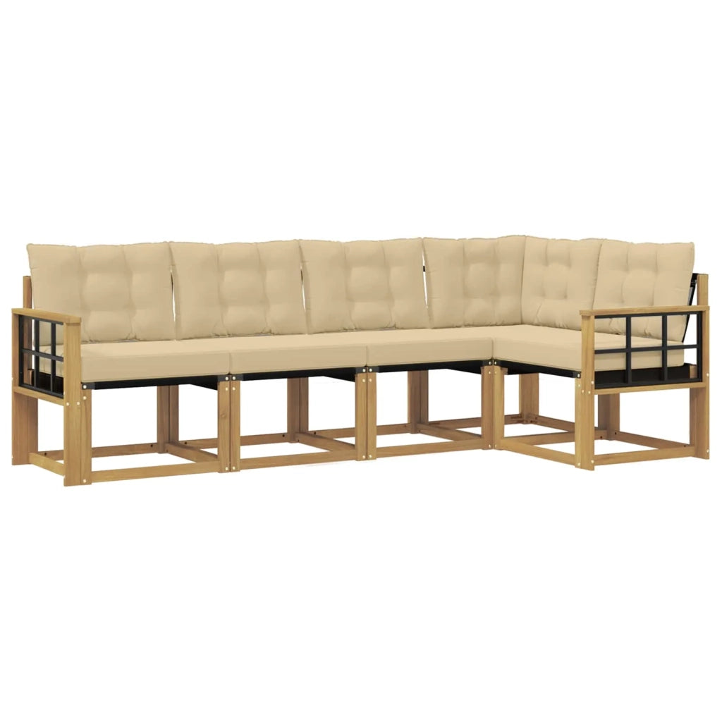 Set di divani da esterno con cuscino 5 pcs Bianco e Beige