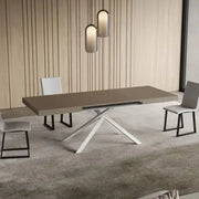 Tavolo allungabile 140/224x80cm Niket tortora gambe bianche