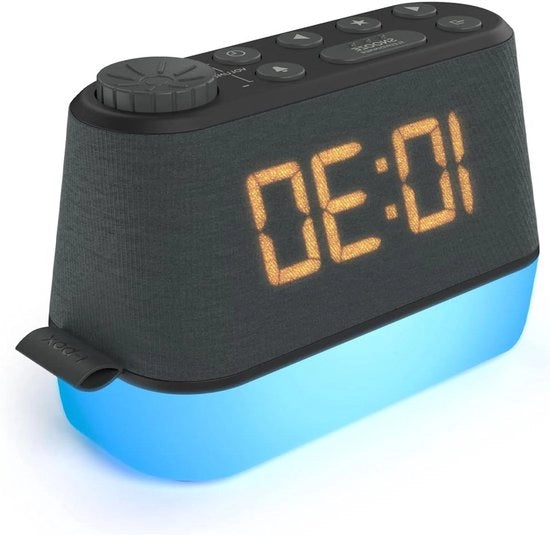 Radio da Notte con Lampada da Tavolo, Caricatore USB e Suoni di Relax - Allarme Doppio
