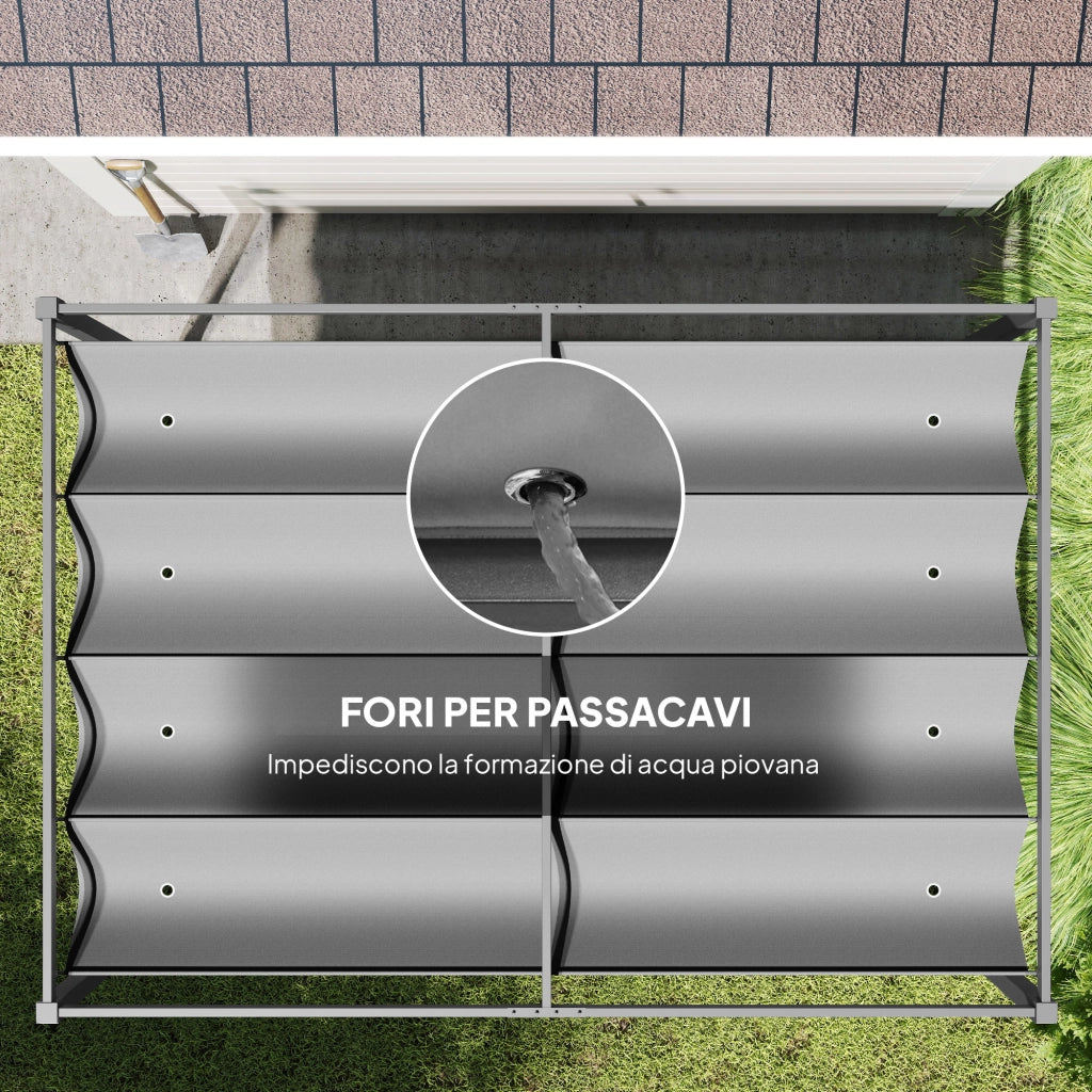 Gazebo Pergola da Giardino 3x2m con Telo Scorrevole in Metallo e Poliestere, Grigio e Nero