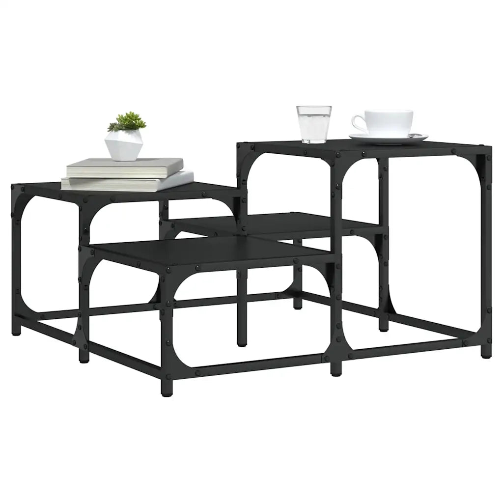 Tavolino da salotto | Tavolino da caff¨¨ | Tavolino da Soggiorno Nero 68x68x40 cm in Legno Multistrato