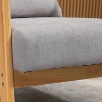 Poltrona Lounge con 3 Cuscini Inclusi, Seduta Profonda, Braccioli, Struttura in Legno di Gomma, Velluto, Grigio