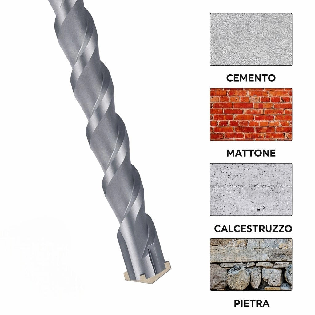 Set 5 Punte Trapano Muratura Attacco Esagonale 4 5 6 8 10 mm Cemento VHT02588
