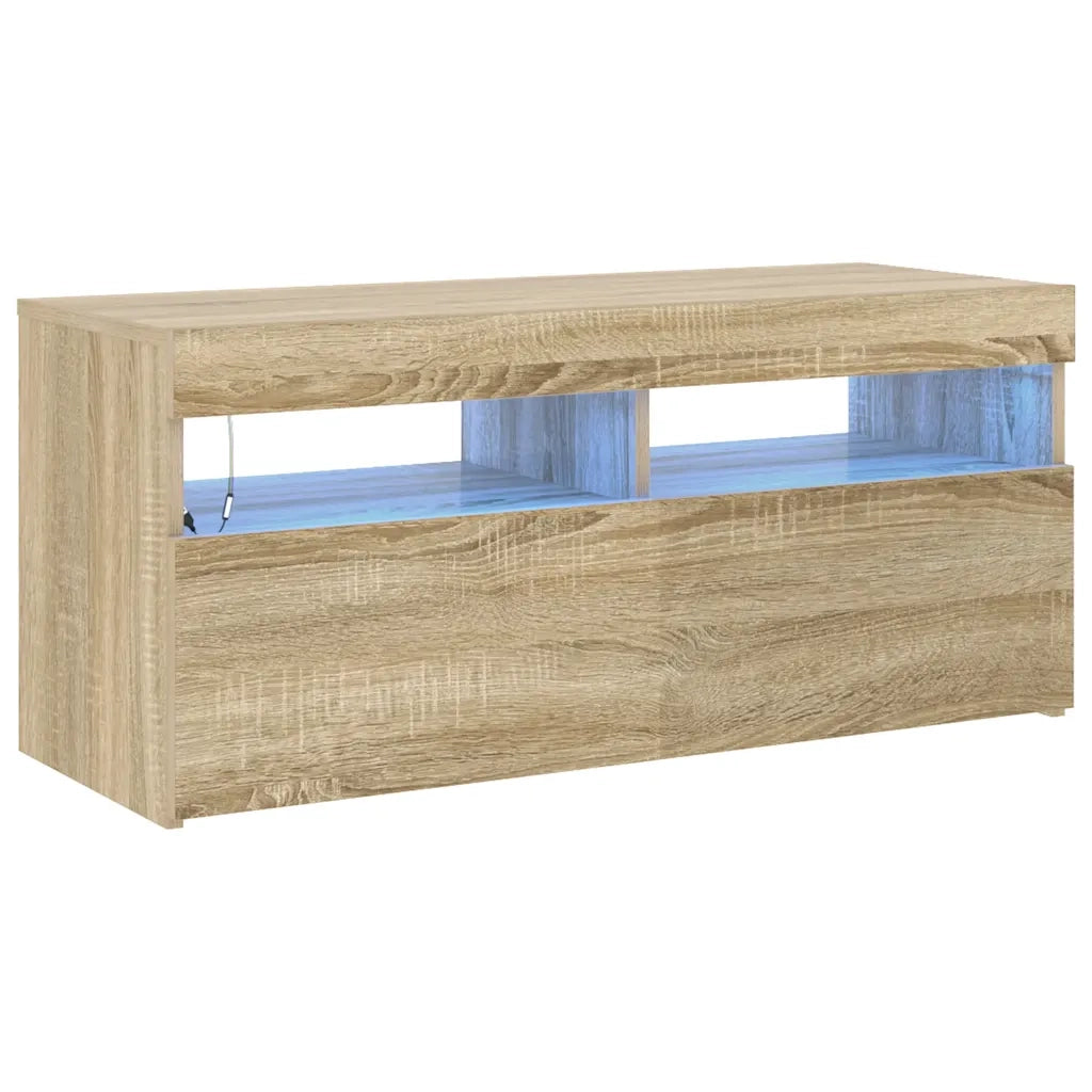 Mobile Porta TV con Luci LED Rovere Sonoma 90x35x40 cm 804385