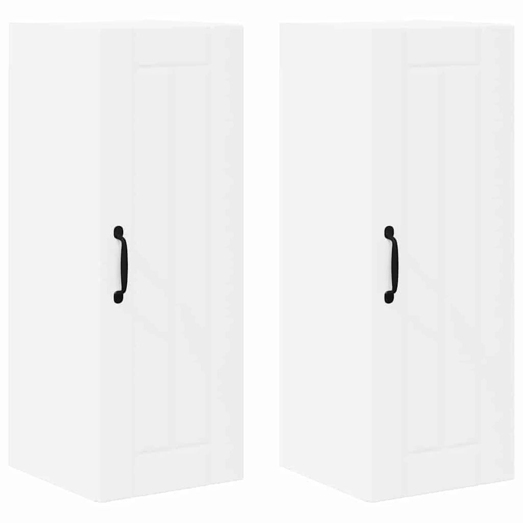 Set di 2 pensili da cucina moderni 30 x 31 x 80 cm pratici per riporre oggetti stile pulito in legno composito bianco 02_0054024