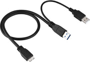 Cavo USB 3.0 da A Male a Micro-B Male 50 cm - Y Cavo di Alimentazione per Dischi Duri Mobili e Hub USB - Alta Velocità di Trasferimento