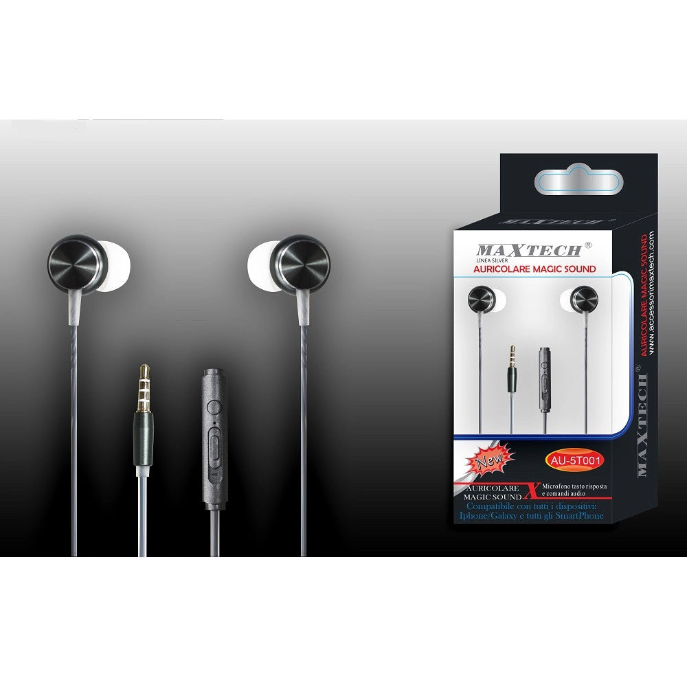 Trade Shop - Auricolari Cuffie Per Smartphone Cellulari Con Filo Audio Microfono Maxtech Au-5t001 -