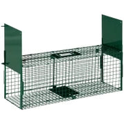 Gabbia Trappola per Animali Vivi Piccoli con Doppia Porta e Maniglia, 80x25x30cm, Verde Scuro