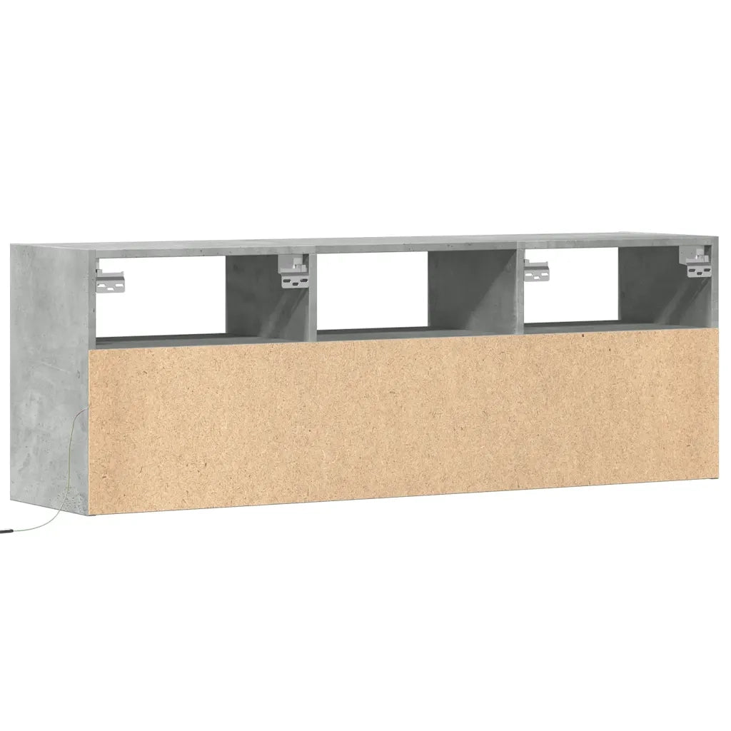 Mobile TV a Parete con Luci LED Grigio Cemento 130x31x45 cm 852344