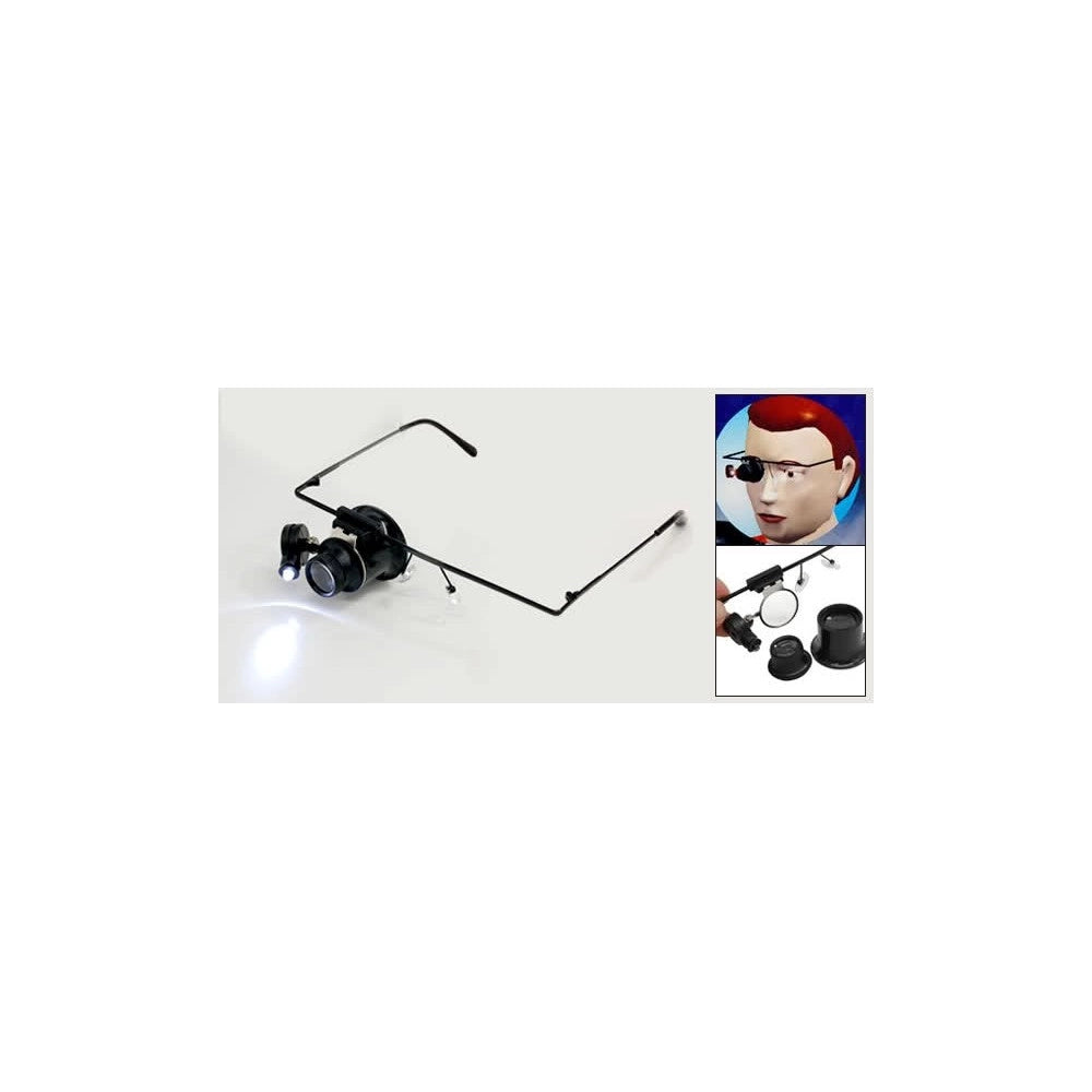 Trade Shop - Occhiali Occhialini Monocolo Lente Ingrandimento 20x X Con Luce Led -