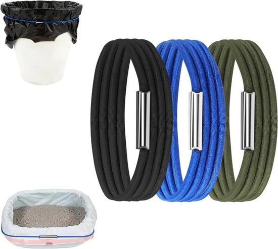 Bandini per contenitori - Cinture per bidoni - Cinturini per bidone - 3 pezzi - Adatti per contenitori da 13 a 30 galloni - Bandini per bidone - Cinture per contenitore - Per uso domestico e ufficio - Scuole e tavoli da cucina - Materiale duraturo