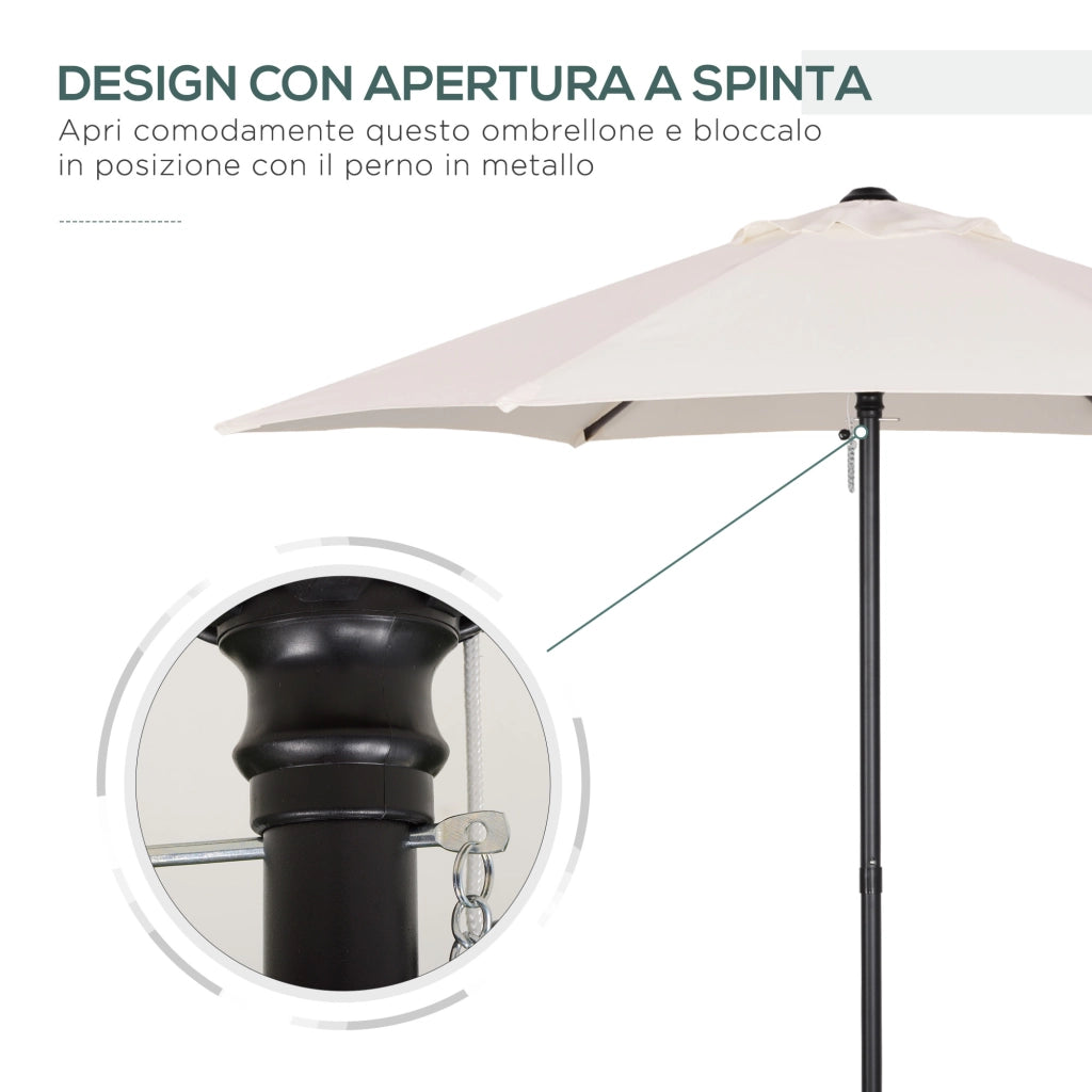 Ombrellone da Giardino 2x2m Rotondo con Palo Centrale in Alluminio e Poliestere, Crema
