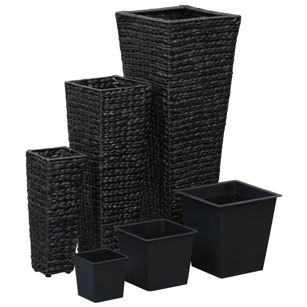 Fioriera rialzata per piante fiori e giardino 3 pezzi giacinto d'acqua nero 02_0001343