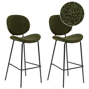 Set di 2 sedie da pranzo Verde Scuro con gambe senza braccioli Bouclè PU Gambe in ferro nero Design contemporaneo e retrò Sedute per la sala da pranzo