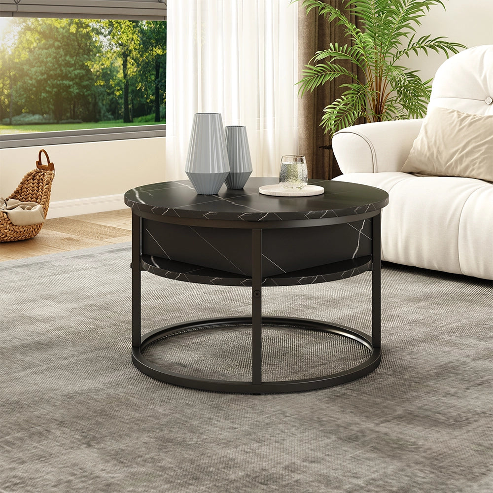 Vicco Tavolino Nero/marmo-bianco 57 x 57 cm