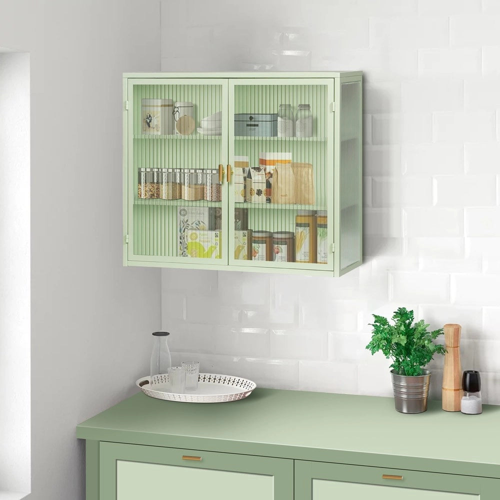 Armadio a Muro 2 Ante in Vetro con Ripiani ¨C MINIMAL ¨C Verde