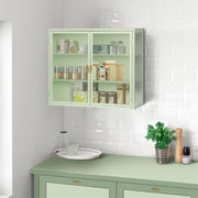 Armadio a Muro 2 Ante in Vetro con Ripiani ¨C MINIMAL ¨C Verde