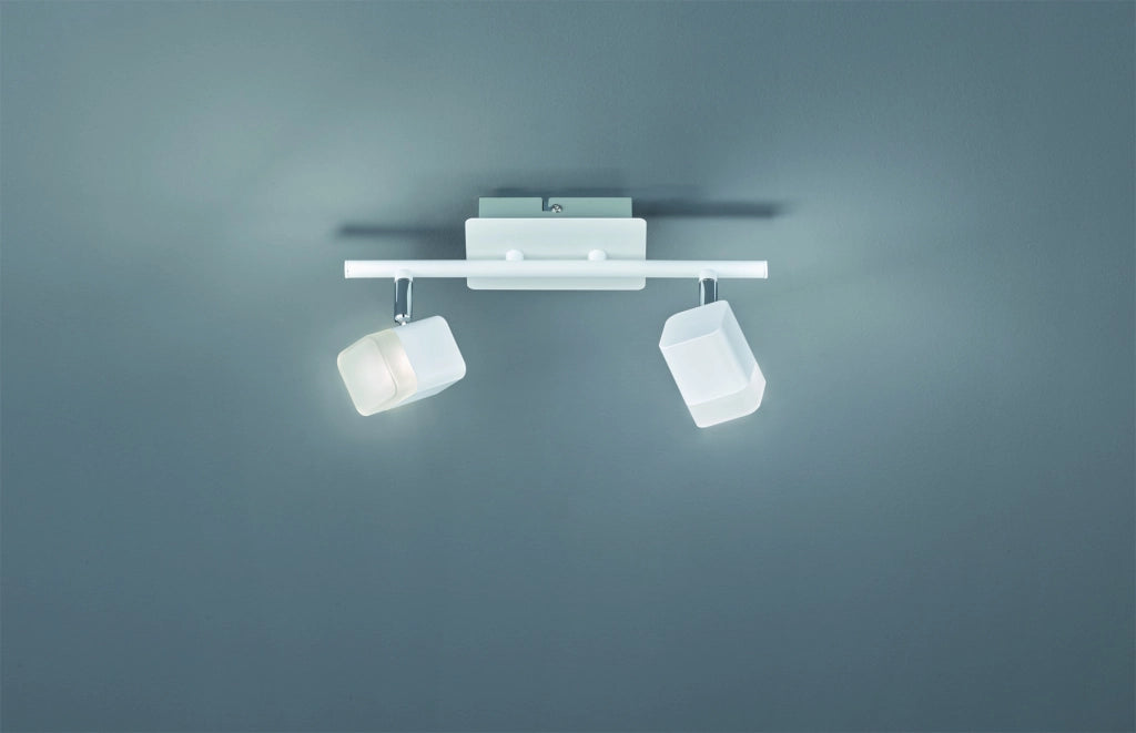 Faretti a Soffitto 2 Spots Led Quadrati Bianco Opaco Roubaiper GD Trio