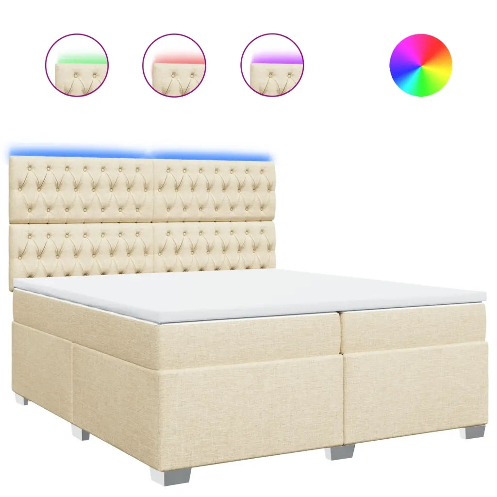 vidaXL Giroletto a Molle con Materasso Crema 200x200 cm in Tessuto
