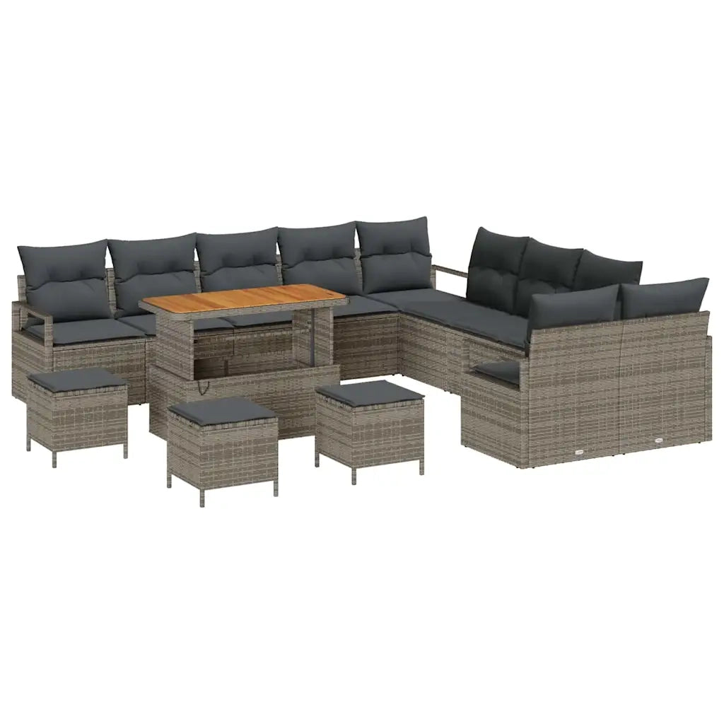 Set Divano da Giardino con cuscino 14 pcs Grigio polyrattan 3362593