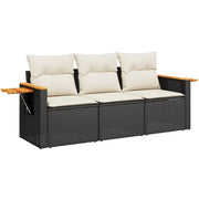 Set Divani da Giardino 3 pz | Set Salotto da Giardino con Cuscini in Polyrattan Nero