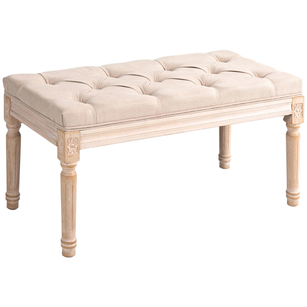 Panca imbottita in stile vintage beige, 80x40x43 cm, portata fino a 120 kg, per ingresso e soggiorno