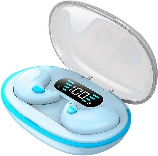 Slaapoordoppi, ruisonderdrukking, comfortevole onzichtbare mini-slaaphoofdtelefoon per Bluetooth 5.3, con case di ricarica LED con display digitale
