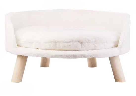Letto per Gatti - Piuma Molle - Braccia in Legno - Cuscino Lavabile - Impermeabile