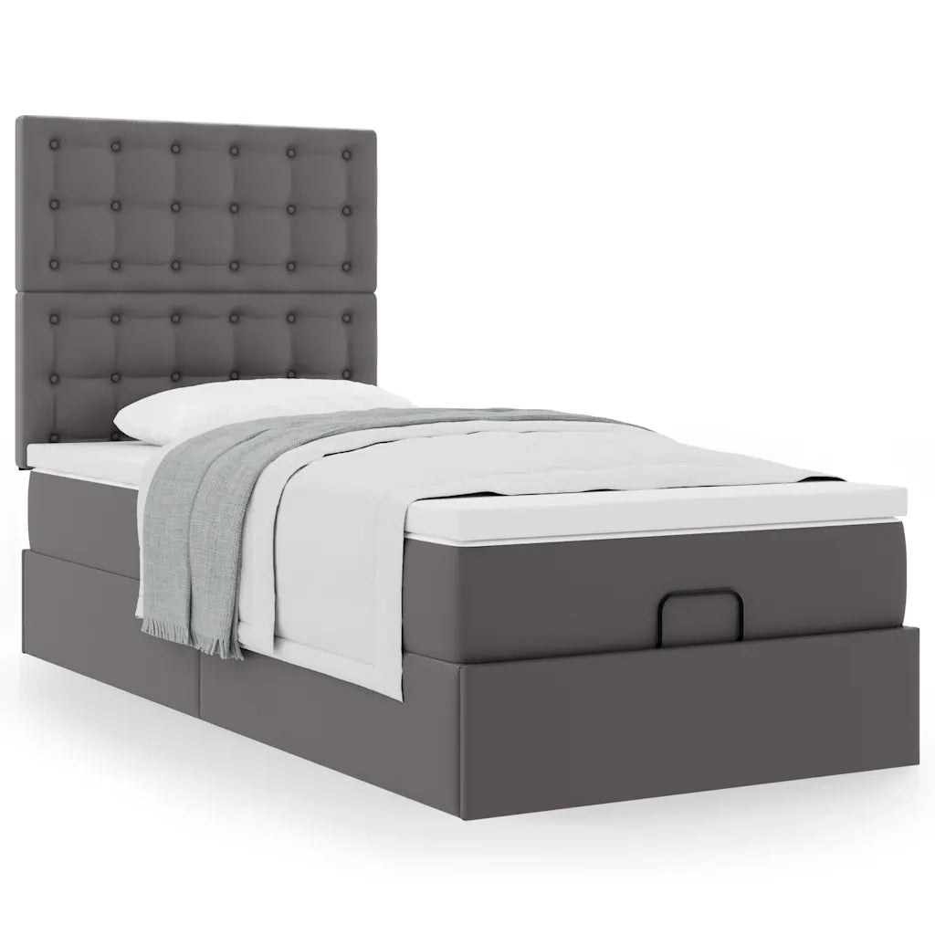 Letto Pouf con Materasso Grigio 90x190 cm Similpelle 3312979