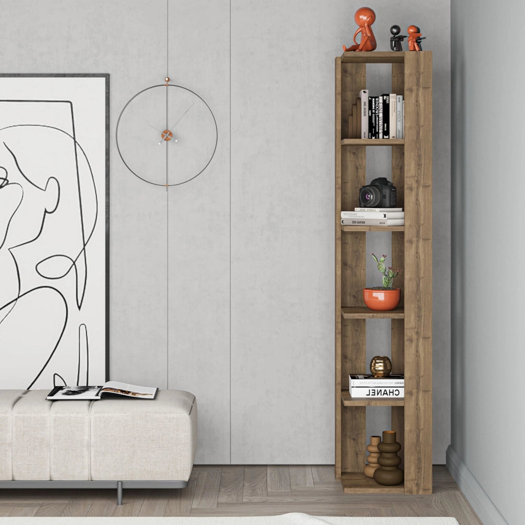 Libreria in legno "Nati" - 32 x 32 x 161 cm - Marrone