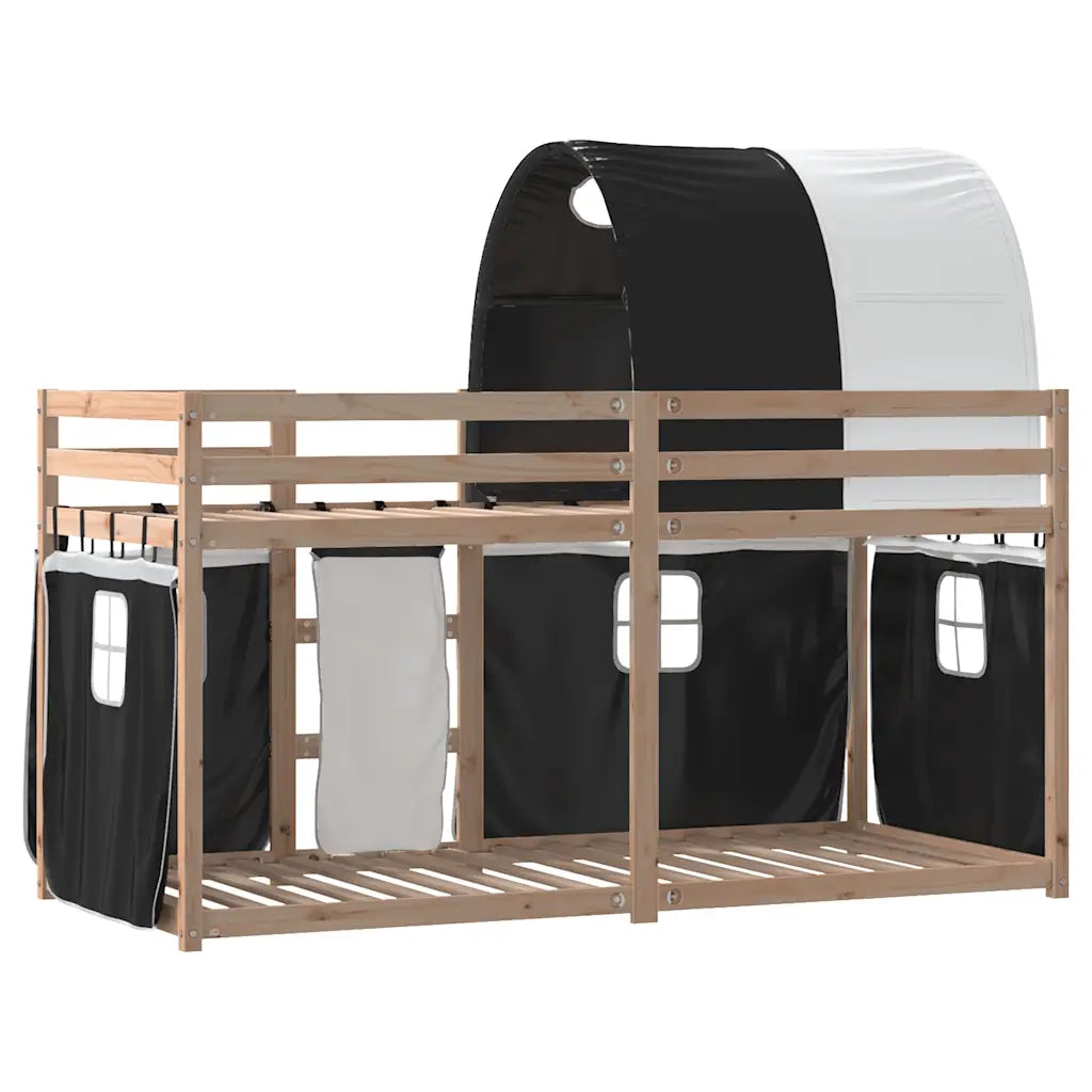 Letto a Castello senza Materasso-Struttura Letto a Castello Bianco e Nero 90x200cm in Pino 229598