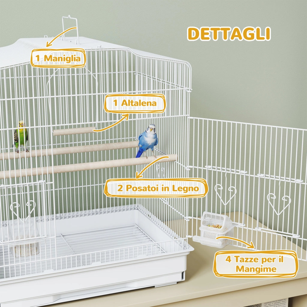 Gabbia per Uccelli ¨C Zephmum ¨C Bianco, Plastica, 5 Porte, Vassoio Estraibile