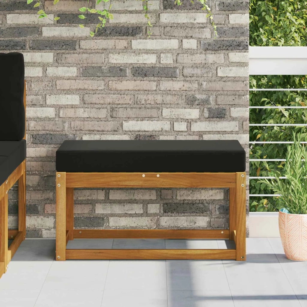 Cuscino per sedie | Cuscino da Sedia Esterno Nero 80 x 40 x 8 cm 100% Poliestere