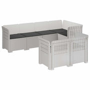 Divano 7 Posti da Giardino con Cuscini Aspetto Rattan PP Bianco 3444151