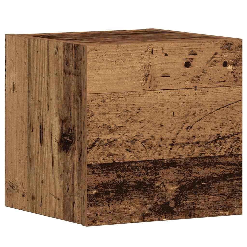 Set di 3 moderni mobili porta TV a parete con pratico vano contenitore 100 x 30 x 30 cm realizzati in legno composito con finitura effetto legno anticato 02_0055862