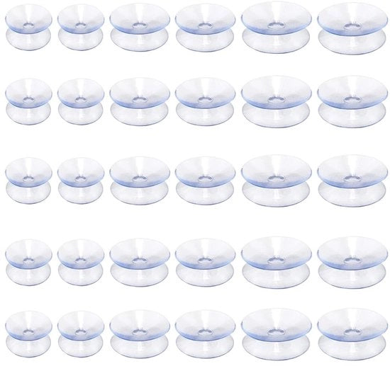 Zuignappen in PVC per vetro - 30 pezzi - Antiscivolo - Doppie - Diverse misure - Acqua resistente - Piccole dimensioni