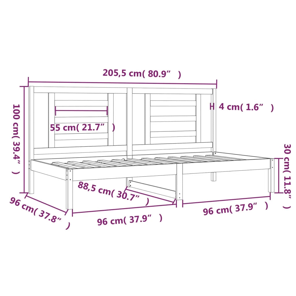 Dormeuse Bianca 90x200 cm in Legno Massello di Pino cod mxl 58318