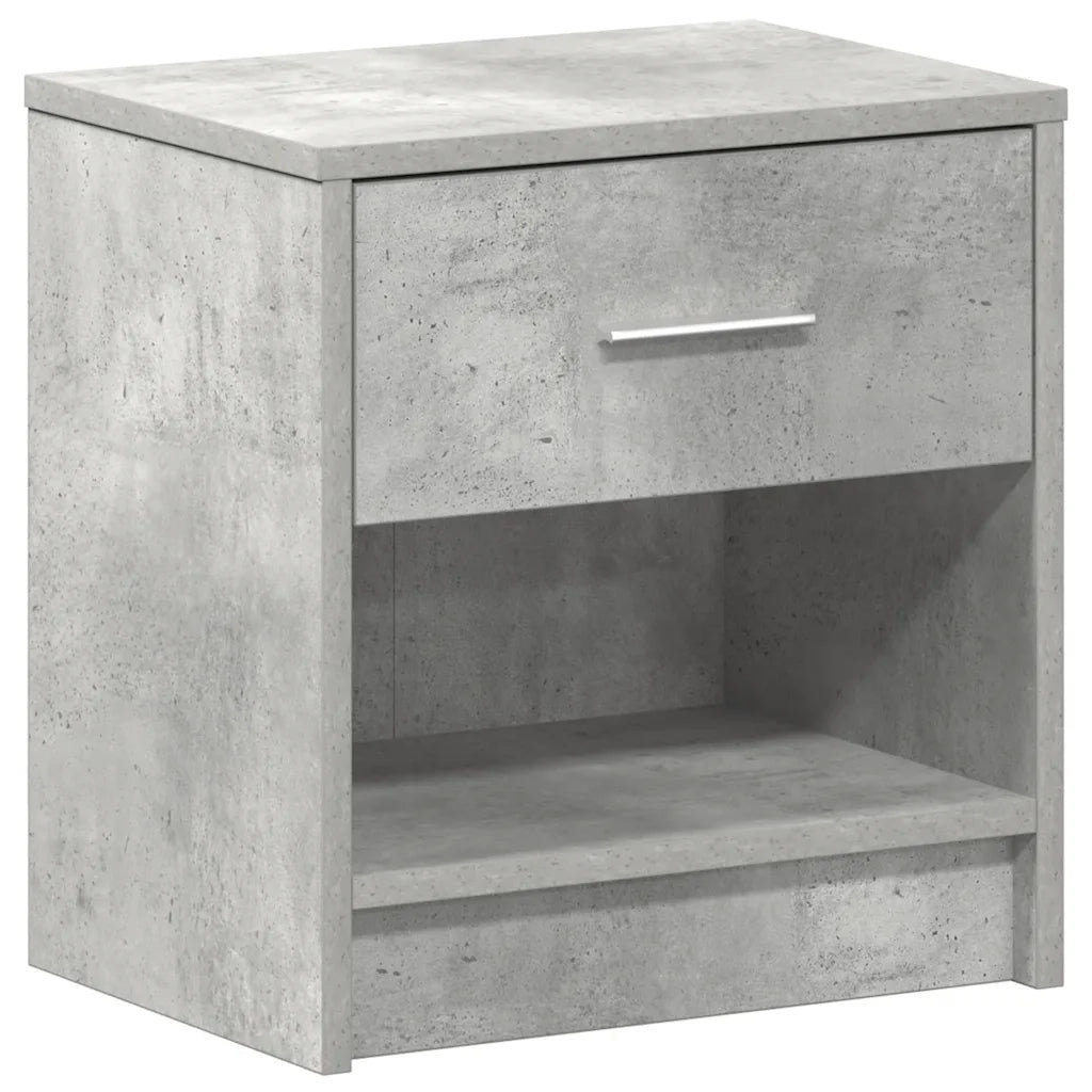 Comodini 2 pz con Cassetto-Set di 2 Tavolino da notte Grigio Cemento 39x28x41 cm