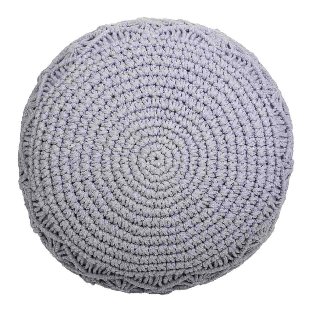 Puf in cotone intrecciato grigio 45x45x40h