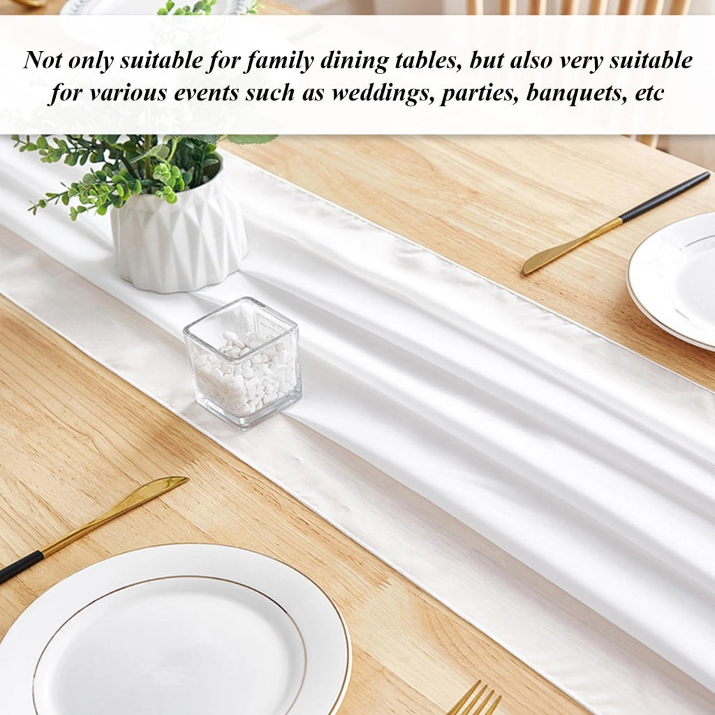 Tovaglia in chiffon bianco, 1 pezzo, semplice, leggera, ideale per matrimoni e feste