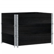 Vassoio per fioriera aiuola rialzata piante fiori terrazza giardino 80 x 60 cm legno massello di pino nero 02_0037886