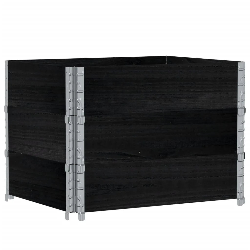 Vassoio per fioriera aiuola rialzata piante fiori terrazza giardino 80 x 60 cm legno massello di pino nero 02_0037886